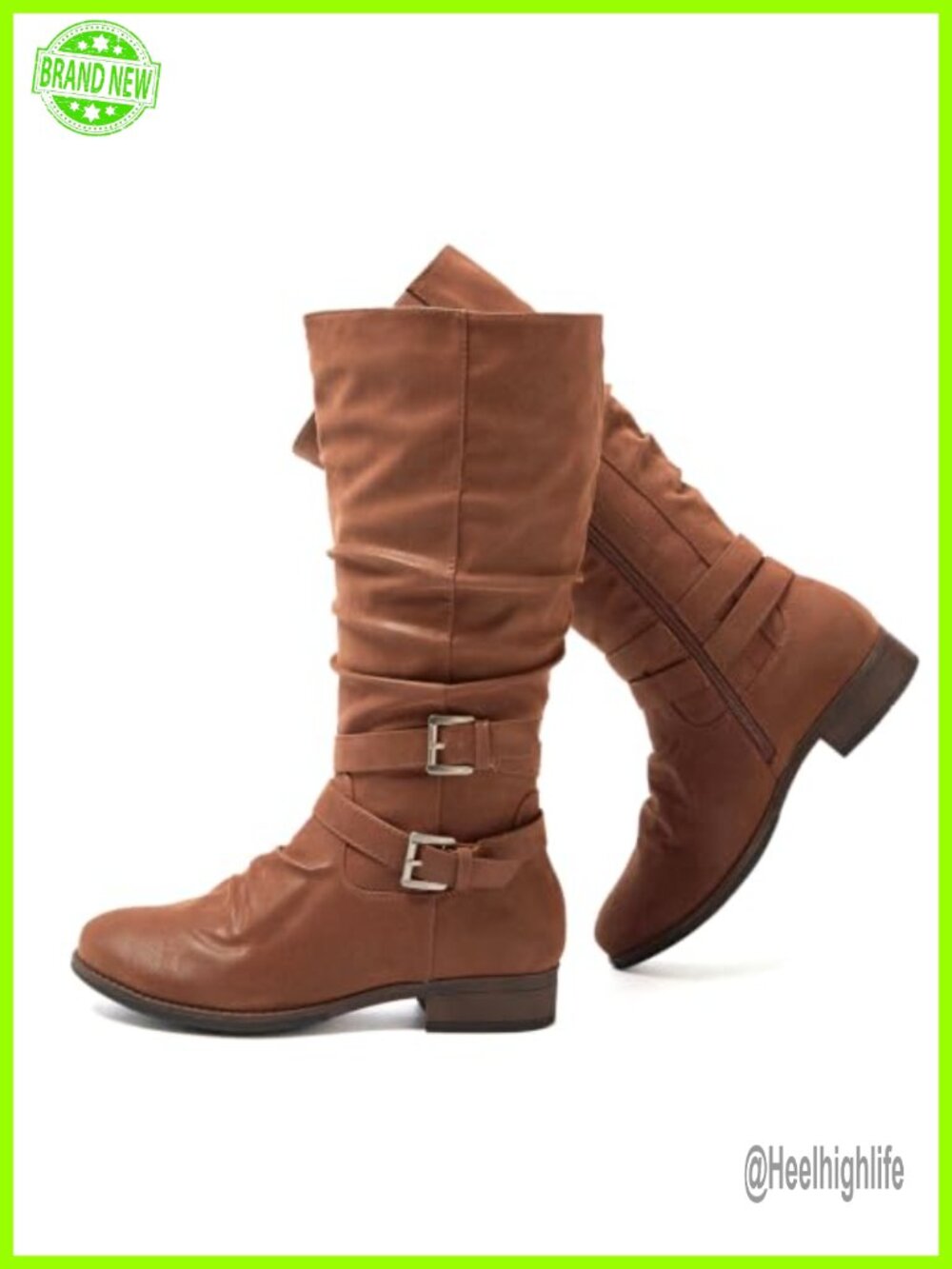 Women's Extra Wide Calf Knee High Boots Faux Leather Round Toe